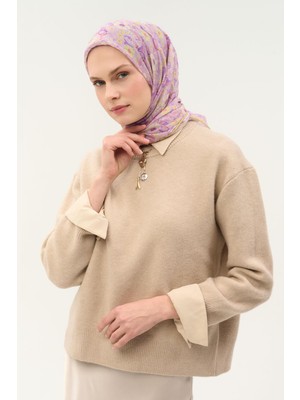 Silk Home Tencel Monare Eşarp Papatya Desen Lila 90X90