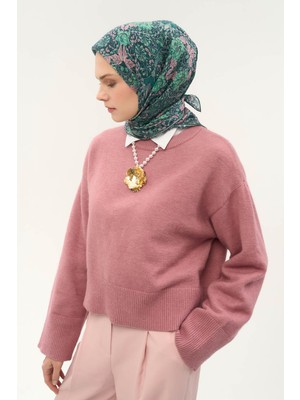 Silk Home Tencel Monare Eşarp Floral Desen Zümrüt Yeşili 90X90