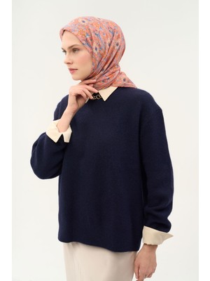 Silk Home Tencel Monare Eşarp Papatya Desen Turuncu Somon 90X90