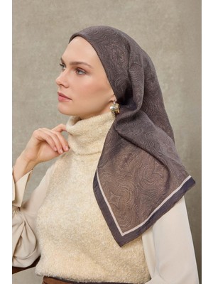Silk Home Tencel Monare Eşarp Etnik Desen Koyu Lacivert 90X90