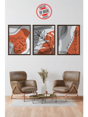 Giftcrea Dekoratif 3’lü Ahşap Tablo Seti | Uv Baskı Çerçeveli Duvar Tablosu V11