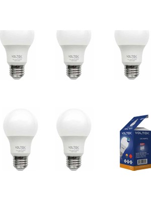Voltek 5'li E27 LED Ampul 9 Watt Beyaz Işık Güç Eşdeğer Aralığı 1 - 10 W