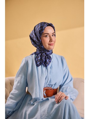 Silk Home Twill Ipek Eşarp Ekose Morcivert