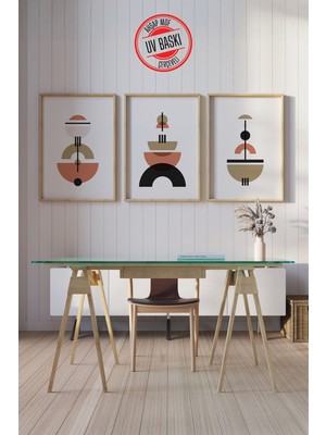 Giftcrea Dekoratif 3’lü Ahşap Tablo Seti | Uv Baskı Çerçeveli Duvar Tablosu V10