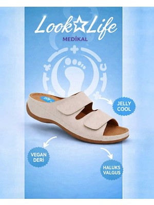 Look Life S282.032 Kadın Günlük, Rahat, Jelly Cool Teknolojili Halluks Valgus Terlik Bej