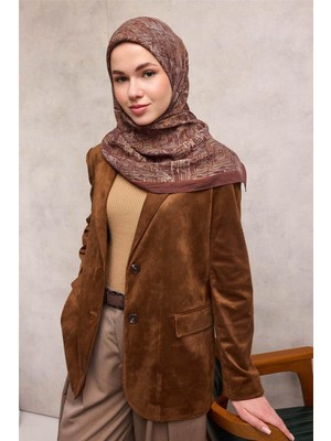 Silk Home Viskon Velora Eşarp Dört Mevsim Labirent Desen Kahve Bordo 90X90