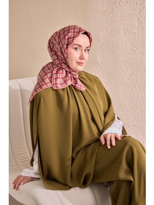 Silk Home Twill Ipek Eşarp Ekose Pembe
