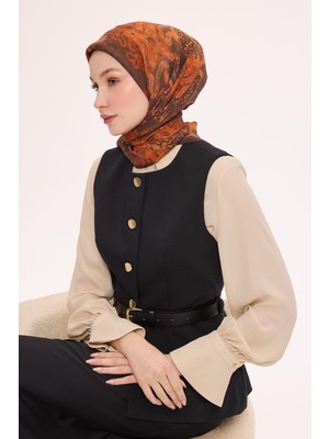Silk Home Viskon Velora Eşarp Dört Mevsim Dalga Izi Desen Mocha 90X90