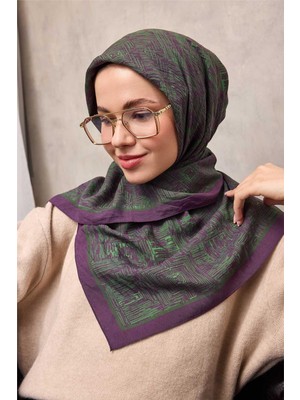 Silk Home Viskon Velora Eşarp Dört Mevsim Labirent Desen Mor 90X90