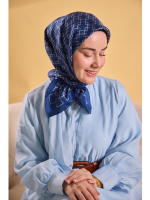 Silk Home Twill Ipek Eşarp Zincir Mavi