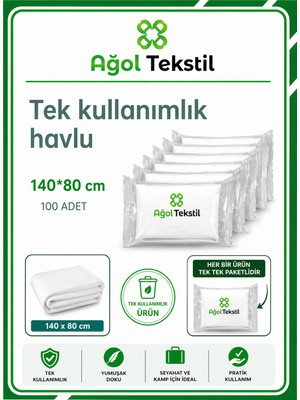 Ağol Tekstil Tek Kullanımlık Banyo & Masaj Vücut Havlusu – 80X140 cm (100 Adet) | Tek Tek Paketli