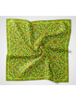 Silk Home Soft Eşarp Geometrik Yağ Yeşili 90X90