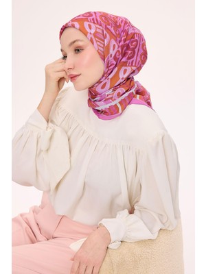 Silk Home Viskon Velora Eşarp Dört Mevsim Antik Motif Desen Taba 90X90