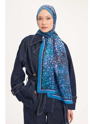 Silk Home Tencel Monare Şal Mavi Taş Desen 75X195