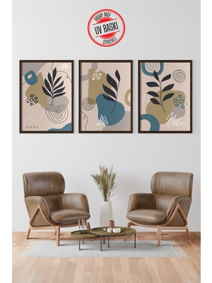 Giftcrea Dekoratif 3’lü Ahşap Tablo Seti | Uv Baskı Çerçeveli Duvar Tablosu V14