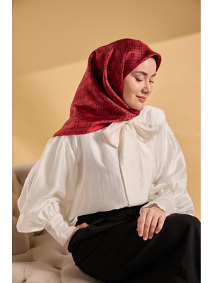 Silk Home Twill Ipek Eşarp Zincir Kırmızı