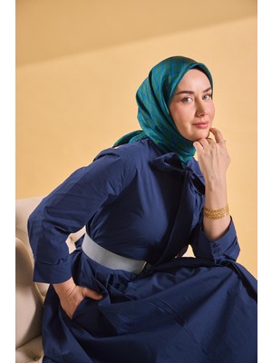 Silk Home Twill Ipek Eşarp Ekose Yeşil