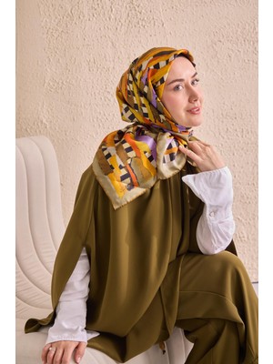 Silk Home Twill Ipek Eşarp Şerit Turuncu
