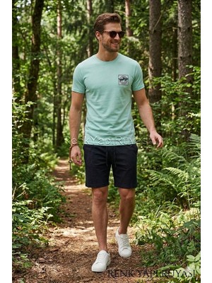 Renk Yapı Rüyası % 100 Pamuk Modal  Erkek Short -Tshirt Takım Kaliteli Yazlık Bermuda-Tişört Takım