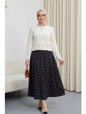 Moda Morfo Ajurlu Desenli Ince Örgü Triko -Ekru