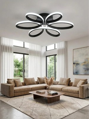 Lzy Avize Store 3 Renkli Yonca 6’lı Siyah Plafonyer Salon Mutfak Çocuk Odası Yemek Masası ve Antre Için Modern LED