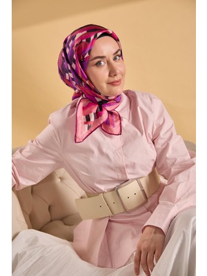 Silk Home Twill Ipek Eşarp Şerit Pembe
