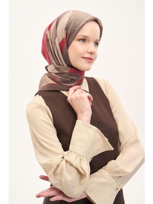 Silk Home Olinda Ipek Karışımlı Eşarp Soyut Desen Çilek Kırmızısı 90X90