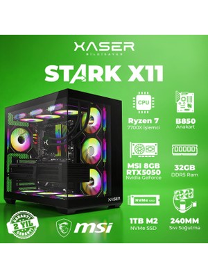 Xaser Stark X11 Ryzen 7 7700X 32GB Ram 1tb M.2 Nvme SSD 8gb RTX5050 Sıvı Soğutmalı Oyuncu Bilgisayarı