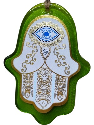Mixperi Cam Hamsa Fatma Ana Eli Duvar Dekoru ve Nazarlık (Yeşil)