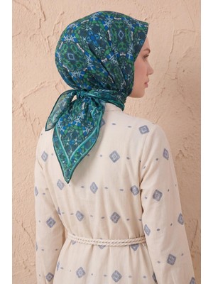Silk Home Soft Eşarp Geometrik Zümrüt Yeşili 90X90