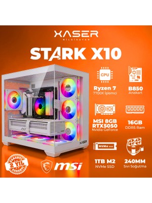 Xaser Stark X10 Ryzen 7 7700X 16GB Ram 1tb M.2 Nvme SSD 8gb RTX5050 Sıvı Soğutmalı Oyuncu Bilgisayarı