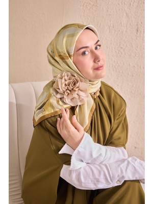 Silk Home Twill Ipek Petal Eşarp Yağ Yeşili 90X90