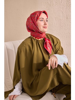 Silk Home Twill Ipek Eşarp Line Kırmızı