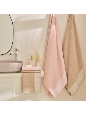 Karaca Home Diamond Touch %100 Pamuk Hamam Seti 4 Parça Pudra Bej
