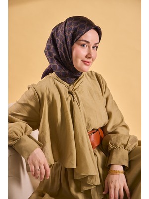 Silk Home Twill Ipek Eşarp Zincir Açık Siyah