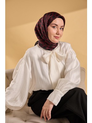 Silk Home Twill Ipek Eşarp Zincir Siyah - Kırmızı