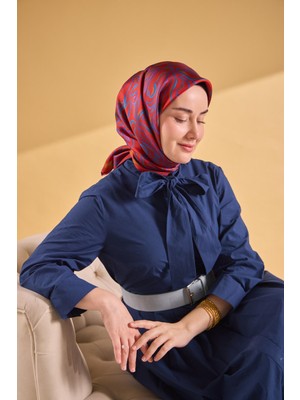 Silk Home Twill Ipek Eşarp Line Koyu Kiremit