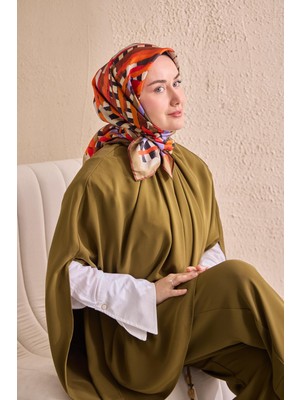 Silk Home Twill Ipek Eşarp Şerit Haki