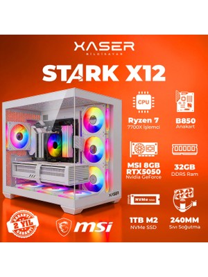 Xaser Stark X12 Ryzen 7 7700X 32GB Ram 1tb M.2 Nvme SSD 8gb RTX5050 Sıvı Soğutmalı Oyuncu Bilgisayarı