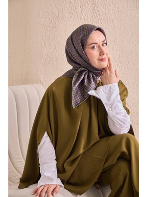Silk Home Twill Ipek Eşarp Ekose Mor