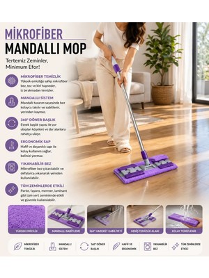 Myplas Katlanabilir Yer Silme Durulama Mopu 1 Adet Yedek Bez Hediyeli