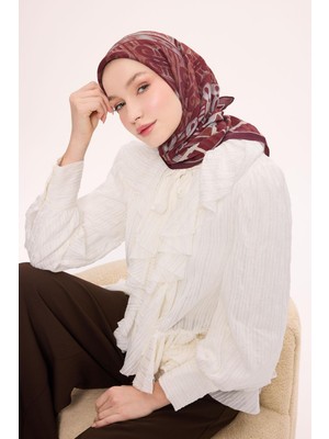 Silk Home Viskon Velora Eşarp Dört Mevsim Antik Motif Desen Bordo 90X90