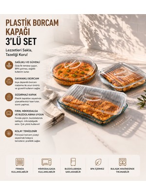 Myplas Plastik Yuvarlak+ Kare+ Dikdörtgen Borcam Kapağı 3'lü Set