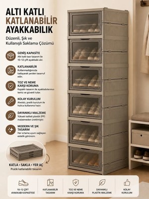 Myplas Çok Amaçlı 6 Katlı Katlanabilir Taşınabilir Premium Portatif Organizer Ayakkabılık