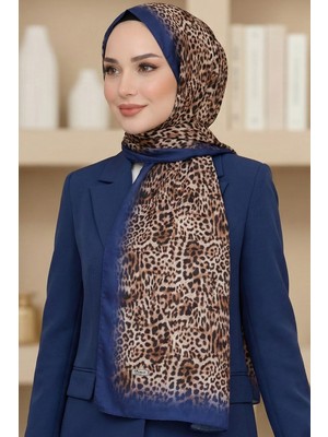 Hadiora Kadın Mavi Leopar Elegance Şal