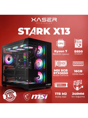 Xaser Stark X13 Ryzen 7 7800X3D 16GB Ram 1tb M.2 Nvme SSD 8gb RTX5050 Sıvı Soğutmalı Oyuncu Bilgisayarı