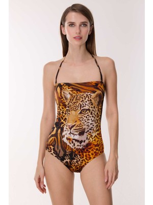 Ayyıldız 4308 Leopar Desenli Straplez Mayo