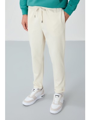 Bej Yüzeyi Dokulu Standart Fit Erkek Eşofman Alt - 82154