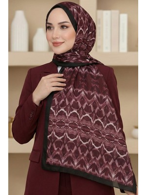 Hadiora Kadın Bordo Soyut Desenli Bambu Crush Şal
