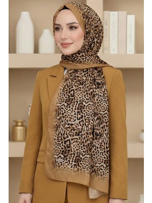 Hadiora Kadın Hardal Leopar Elegance Şal